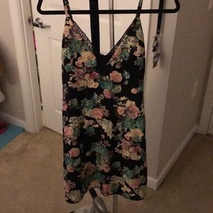 Black floral chiffon dress